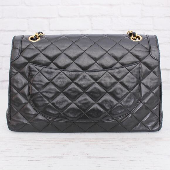 Chanel Paris Limited Two Tone Double Flap Black Lambskin Leather Shoulder A5106 - Picture 5 of 12